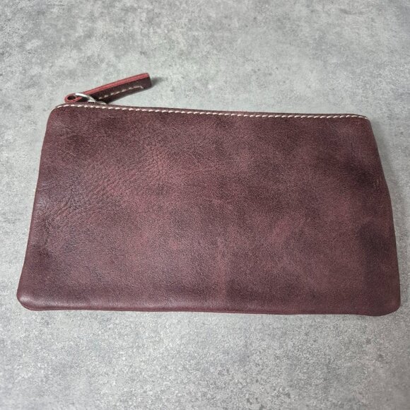 Roots Bordeaux Leather Top Zip Pouch - Picture 4 of 5